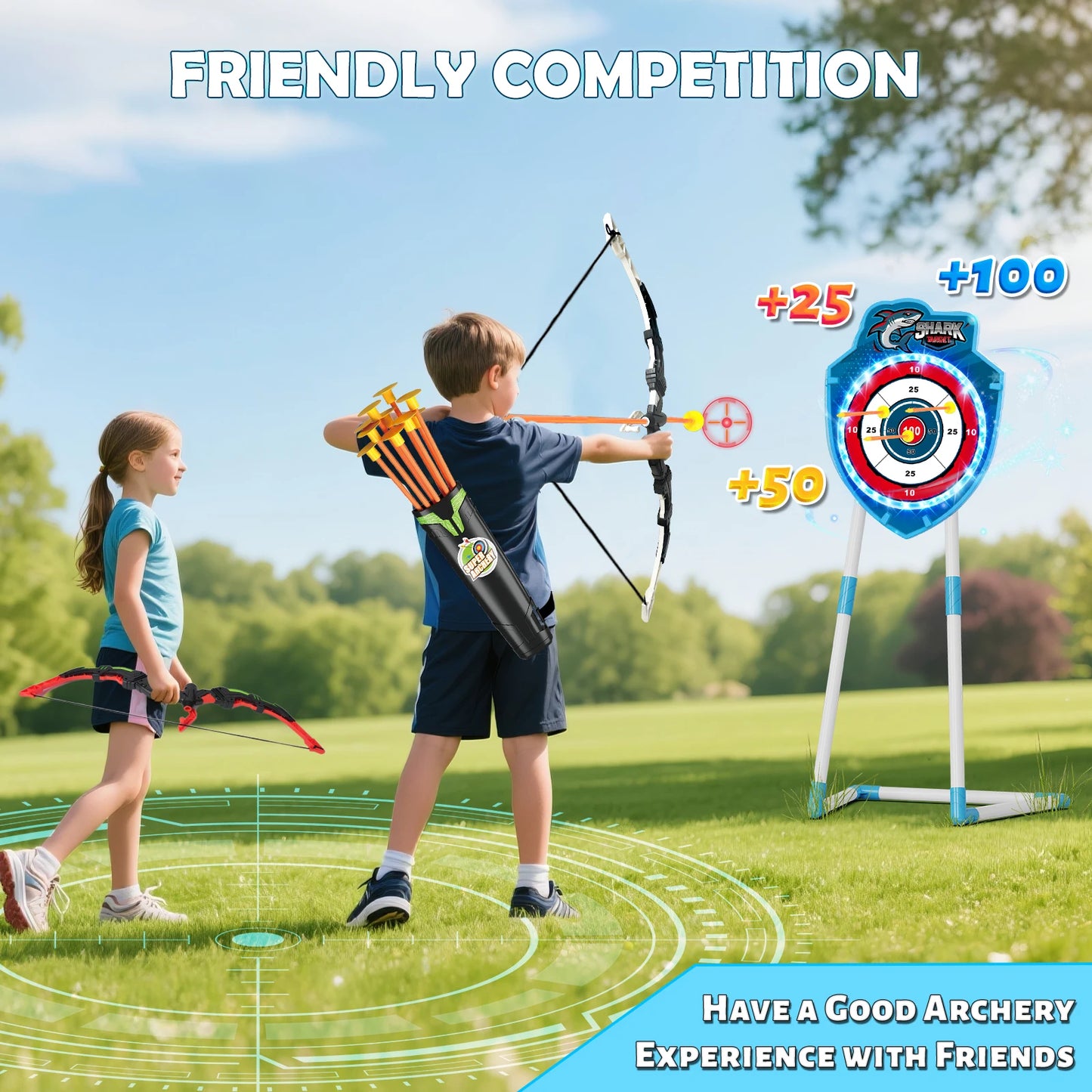VATOS Night Light Archery Bow And Arrow Toy For Kids Indoor Outdoor Play