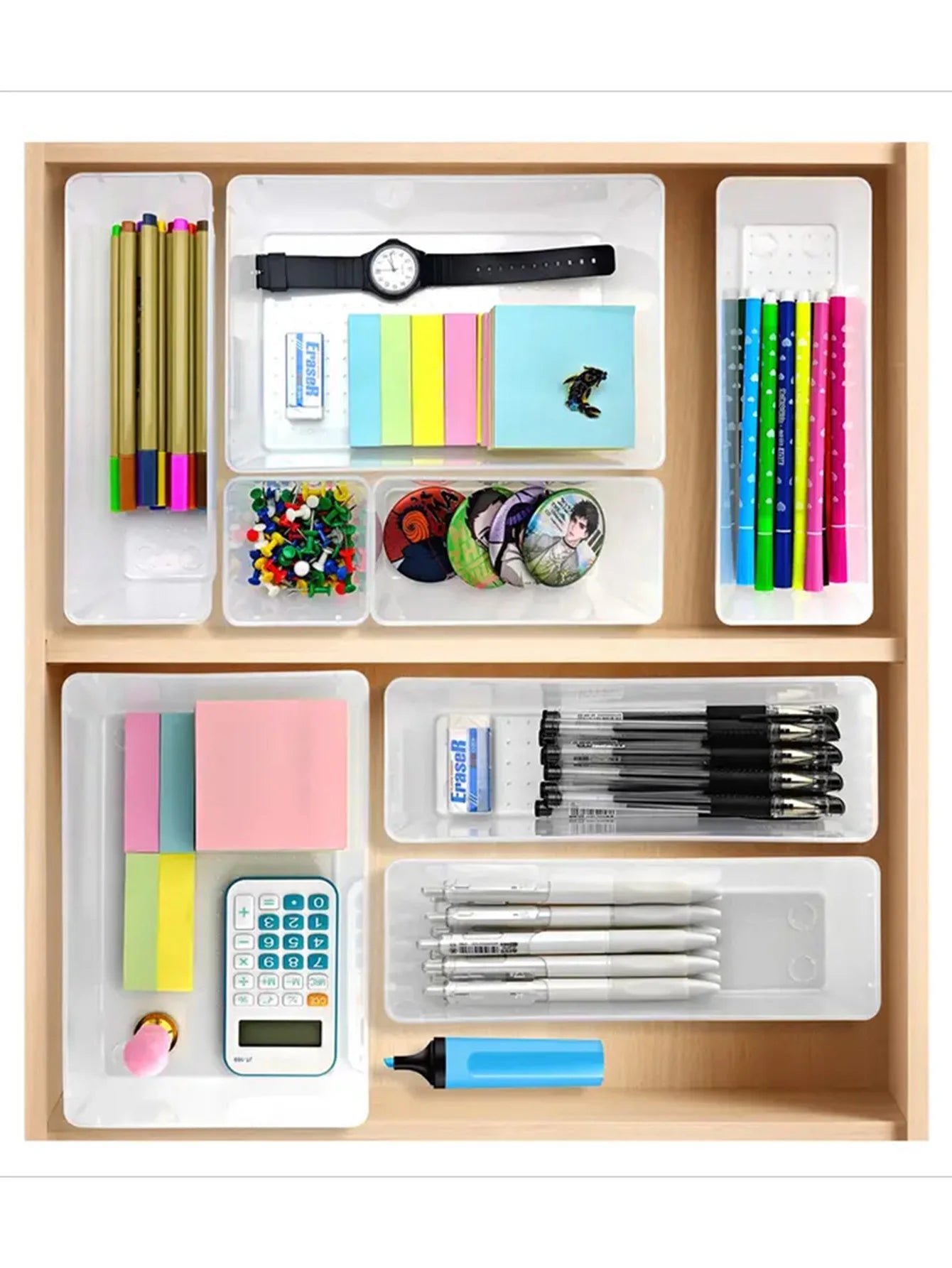 Transform your clutter into clarity with this versatile 44 piece drawer storage set that adapts to any space.