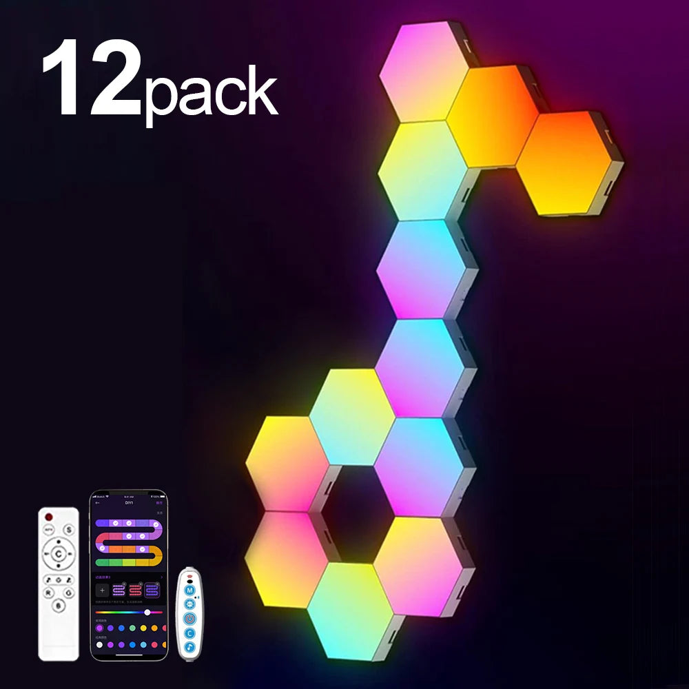Light up your space with a hexagonal RGB wall lamp that shifts color to suit your mood, music, or game night.