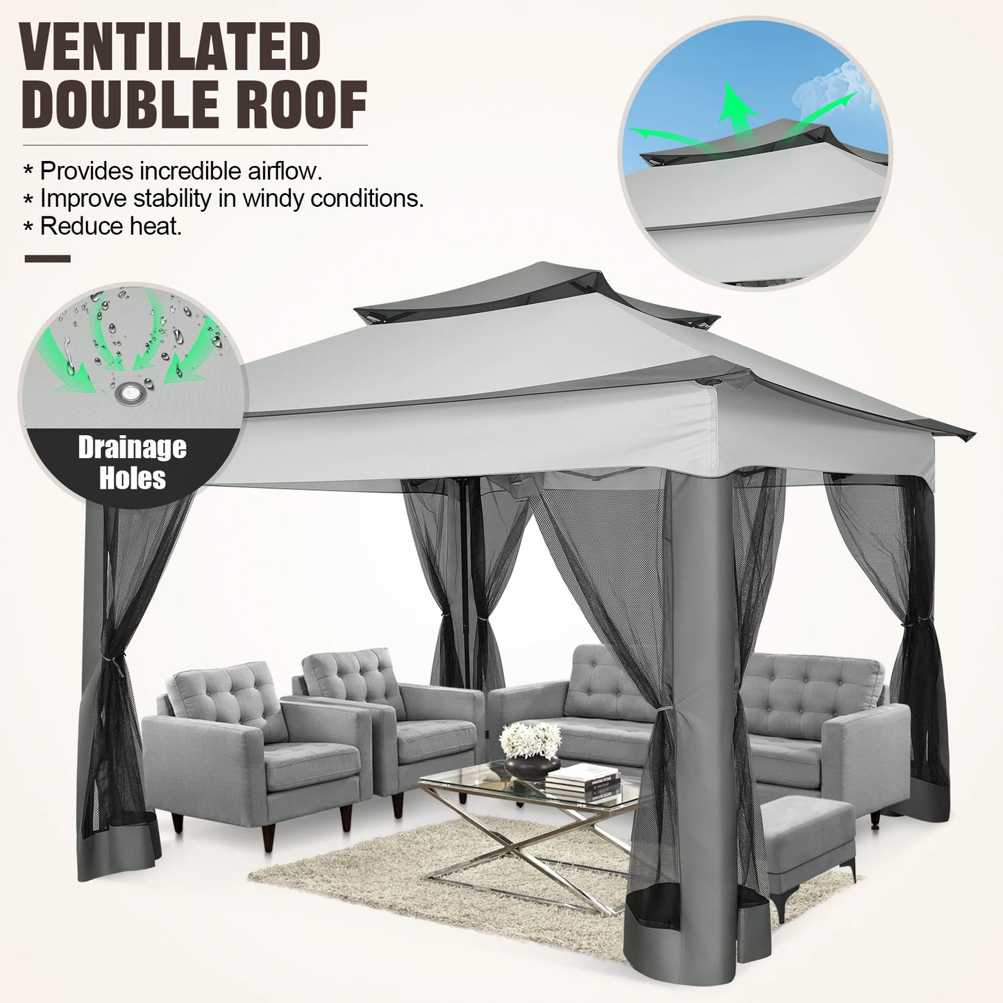 Step into instant shade and bug-free comfort with your new pop-up gazebo designed for effortless outdoor living.
