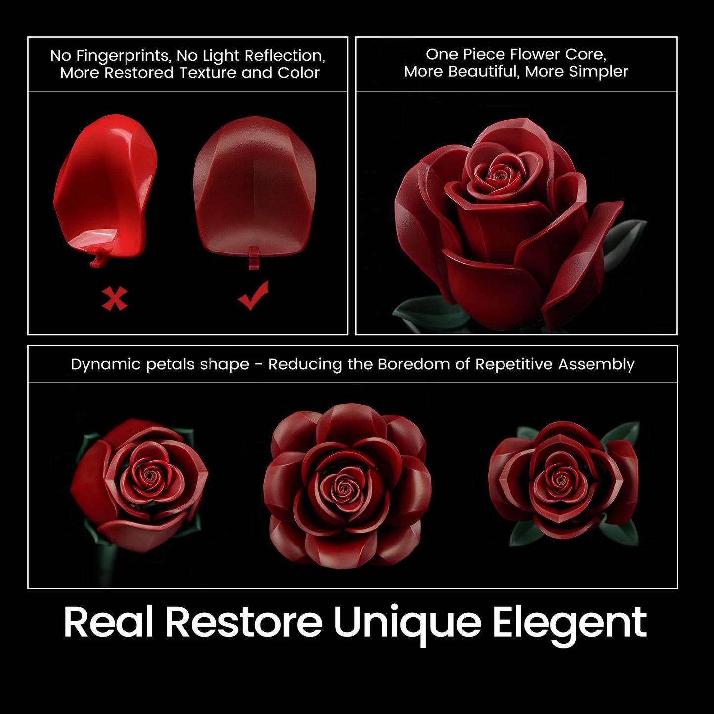 Roses Bouquet Building Blocks Set Lego Compatible Artificial Flowers Home Decor