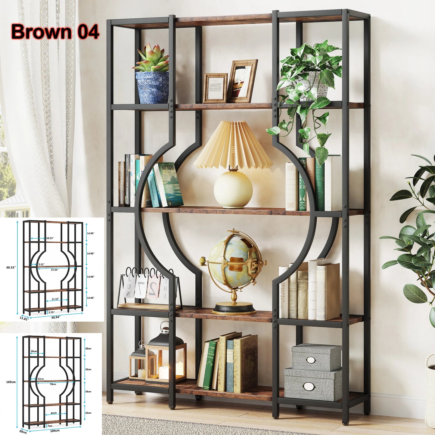 Tribesigns Industrial 5-Tier Etagere Bookcase Freestanding Shelf