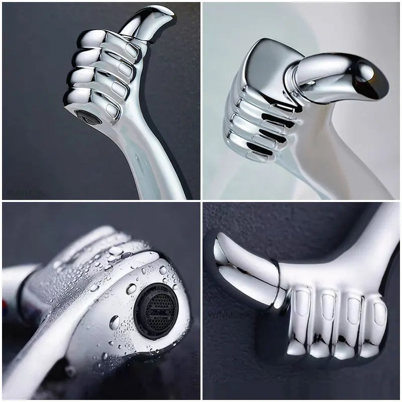 Modern Brass Single Hole Deck Mounted Bathroom Faucet With Hot Cold Water