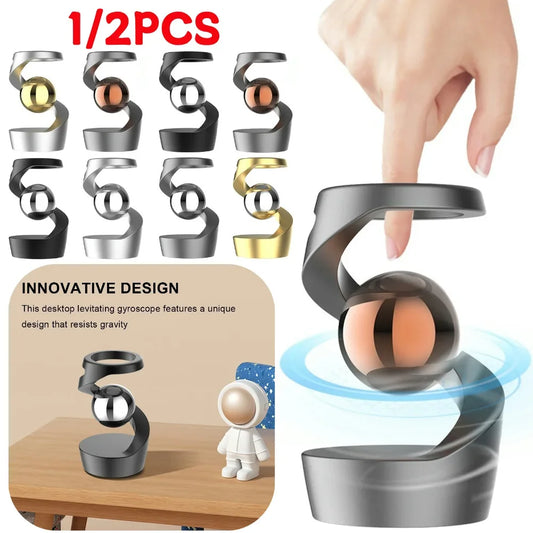 Gravity Defying Kinetic Desk Toy Suspended Gyroscope For Office Decor
