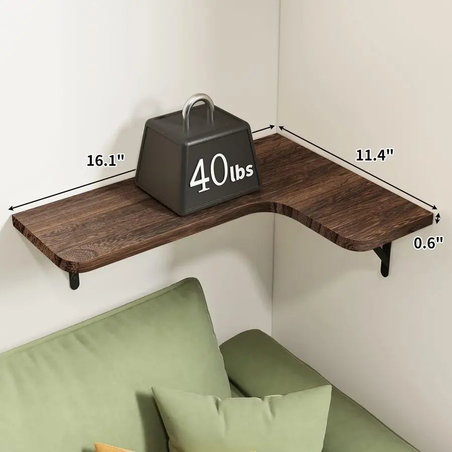 Floating Wall Shelves Rustic Wood Corner Shelf for Bathroom Kitchen Living Room