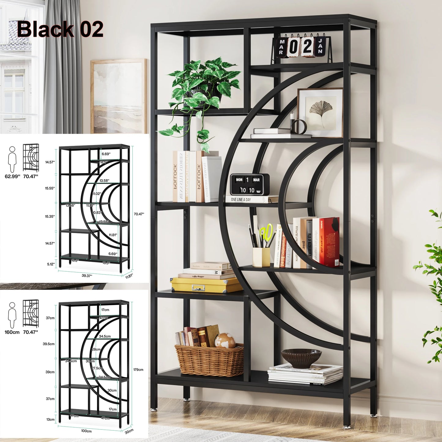Tribesigns Industrial 5-Tier Etagere Bookcase Freestanding Shelf
