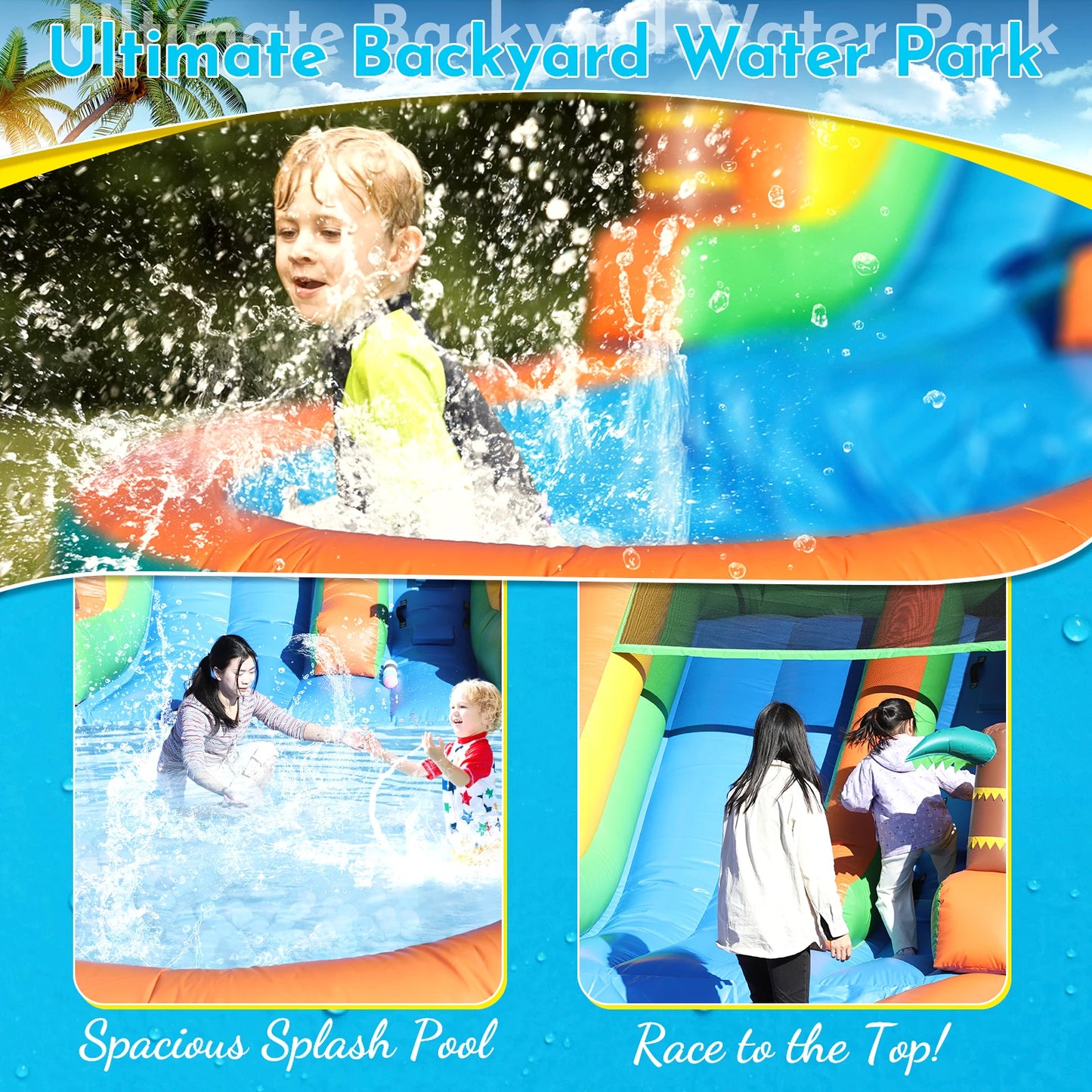 Giant 21Ft Commercial PVC Inflatable Water Slide With Blower For Kids