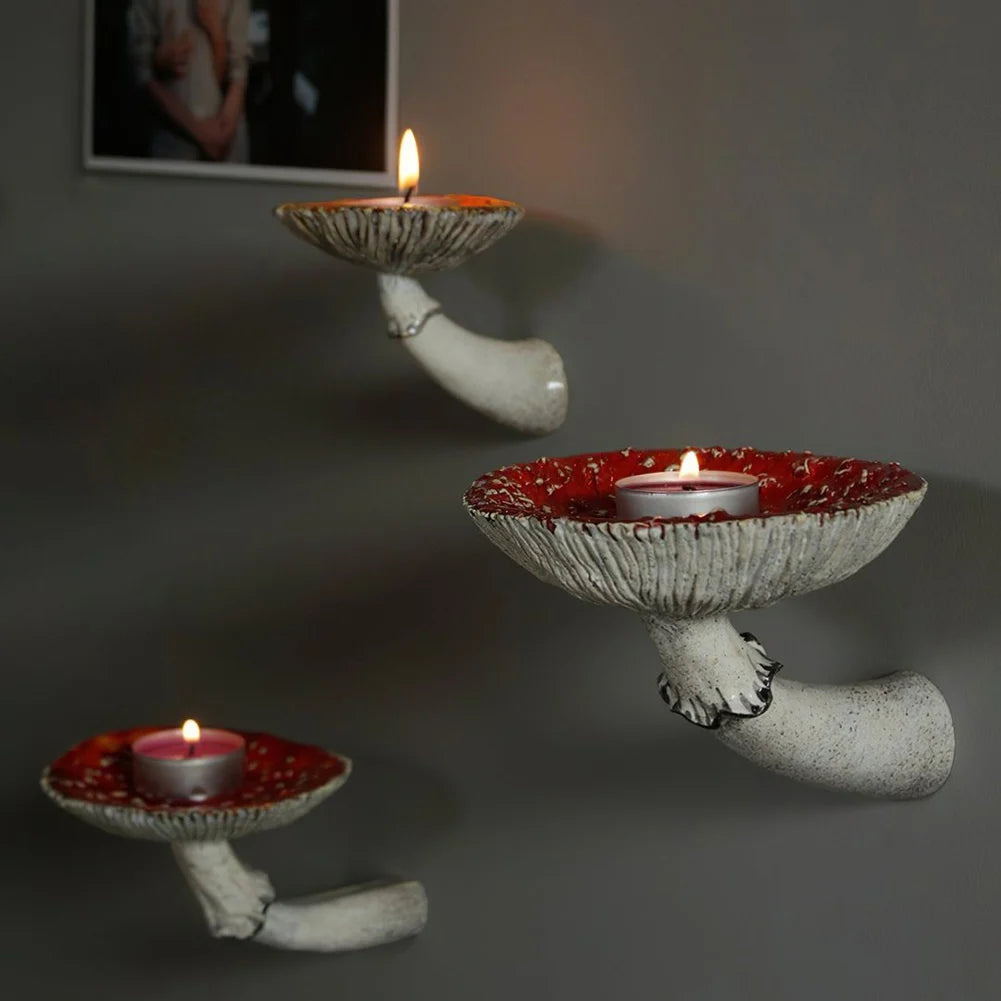 Resin Amanita Floating Shelf 7 10 13 Cm Wall Mounted Mushroom Keys Holder
