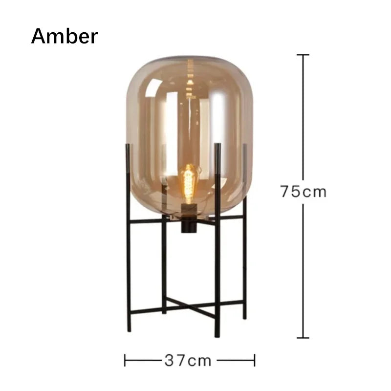 Nordic Glass LED Floor Lamp With Iron Base For Bedroom And Living Room