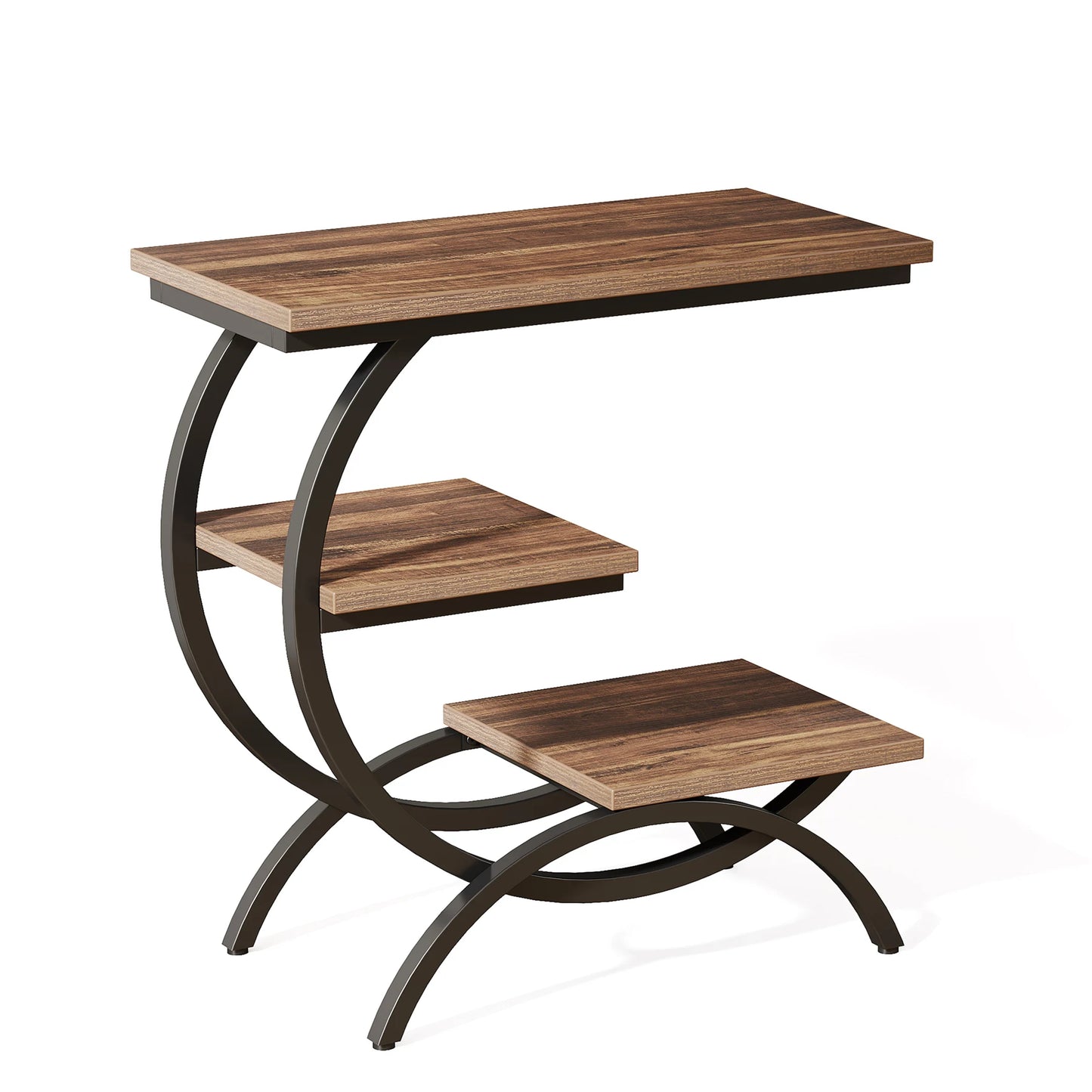 Tribesigns C Shaped End Table 3 Tier Sofa Side Table With Storage Shelves