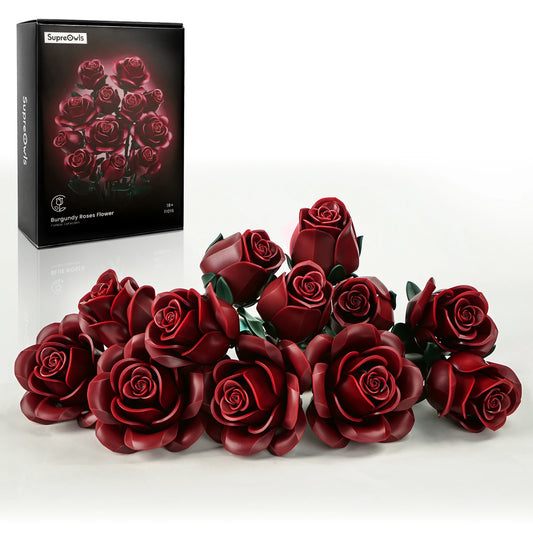 Roses Bouquet Building Blocks Set Lego Compatible Artificial Flowers Home Decor