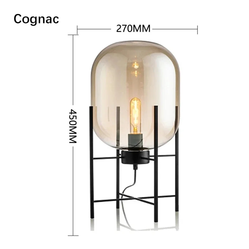 Nordic Glass LED Floor Lamp With Iron Base For Bedroom And Living Room