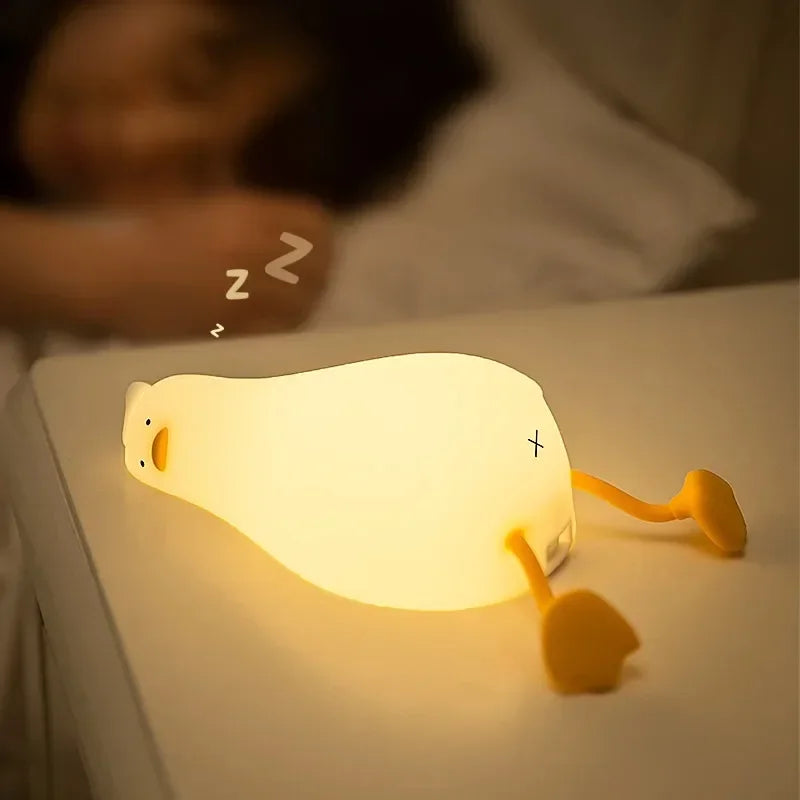 Duck Rechargeable LED Night Light Silicone Cartoon Lamp for Kids Bedside Decor