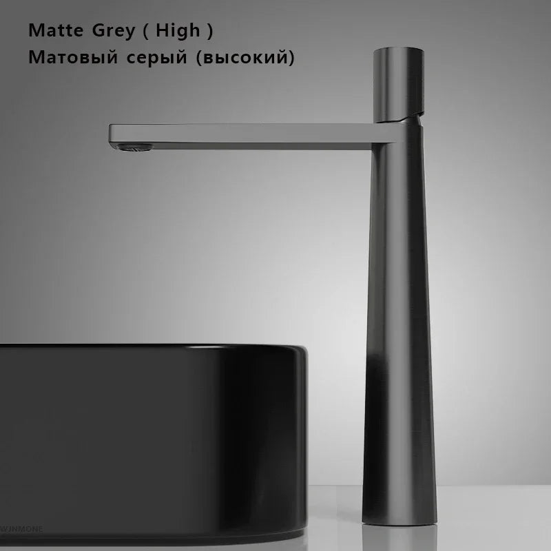 Brushed Gold Basin Faucet Brass Bathroom Sink Mixer Single Hole Deck Mounted
