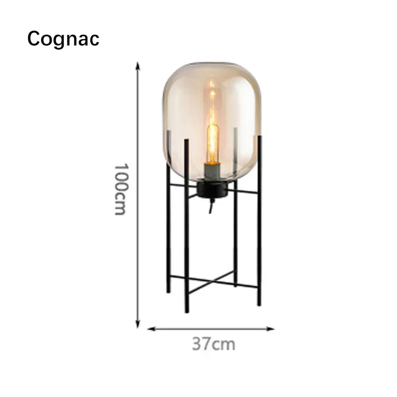 Nordic Glass LED Floor Lamp With Iron Base For Bedroom And Living Room