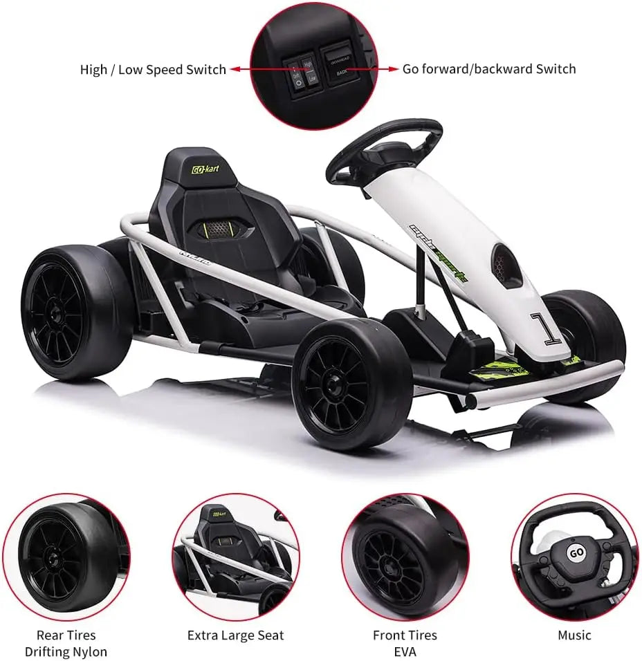 Ride On Go Kart 24V Dual 300W Motors For Teens Outdoor Toy
