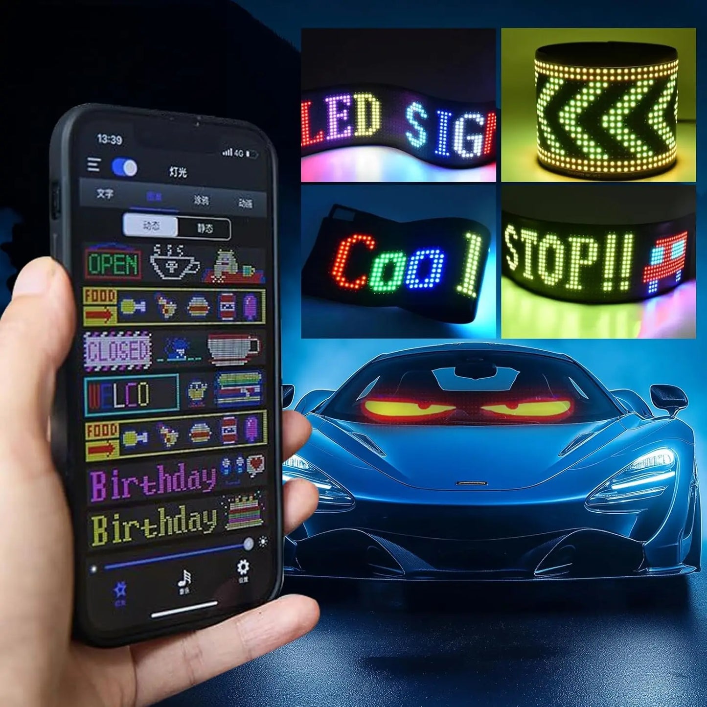 Huge Bright Devil Eye LED Sign Programmable Scroll Display for Store and Car
