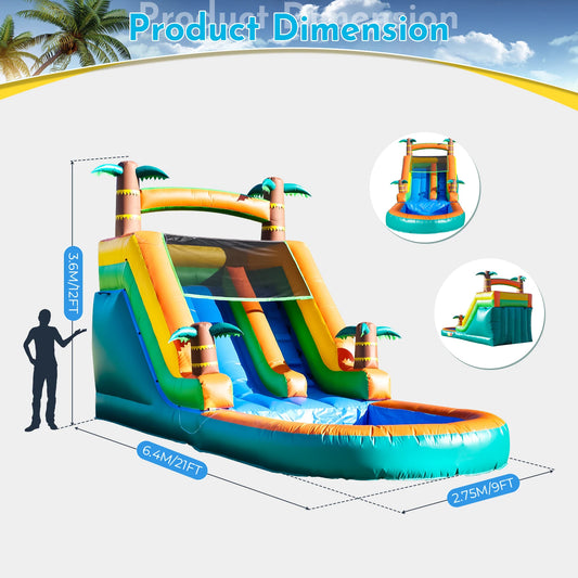 Giant 21Ft Commercial PVC Inflatable Water Slide With Blower For Kids