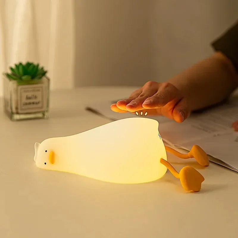 Duck Rechargeable LED Night Light Silicone Cartoon Lamp for Kids Bedside Decor