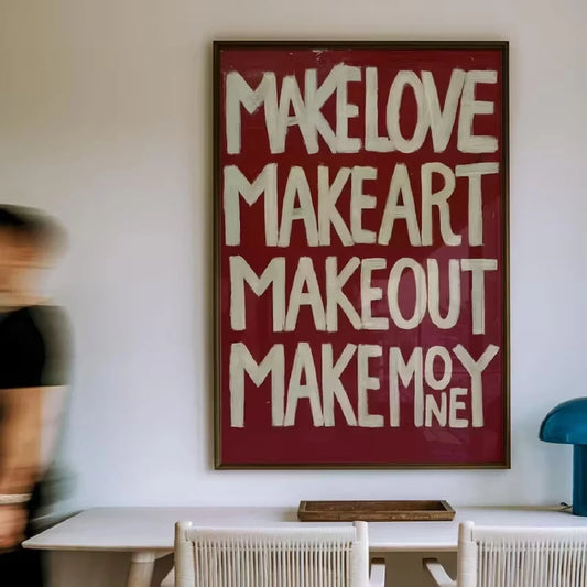 Modern Retro Self Made Love Quotes Wall Art Print Canvas For Living Room