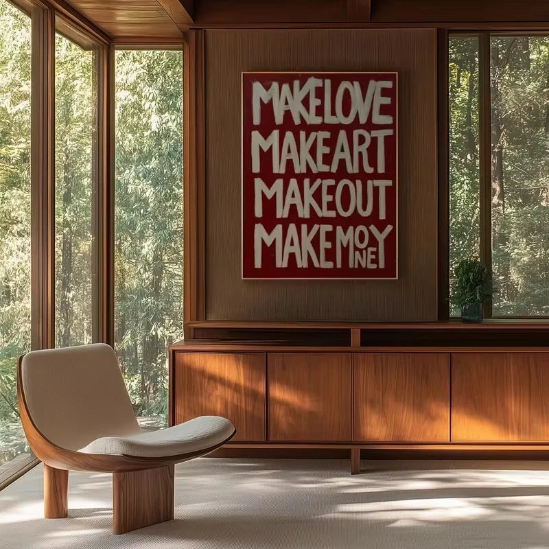 Modern Retro Self Made Love Quotes Wall Art Print Canvas For Living Room