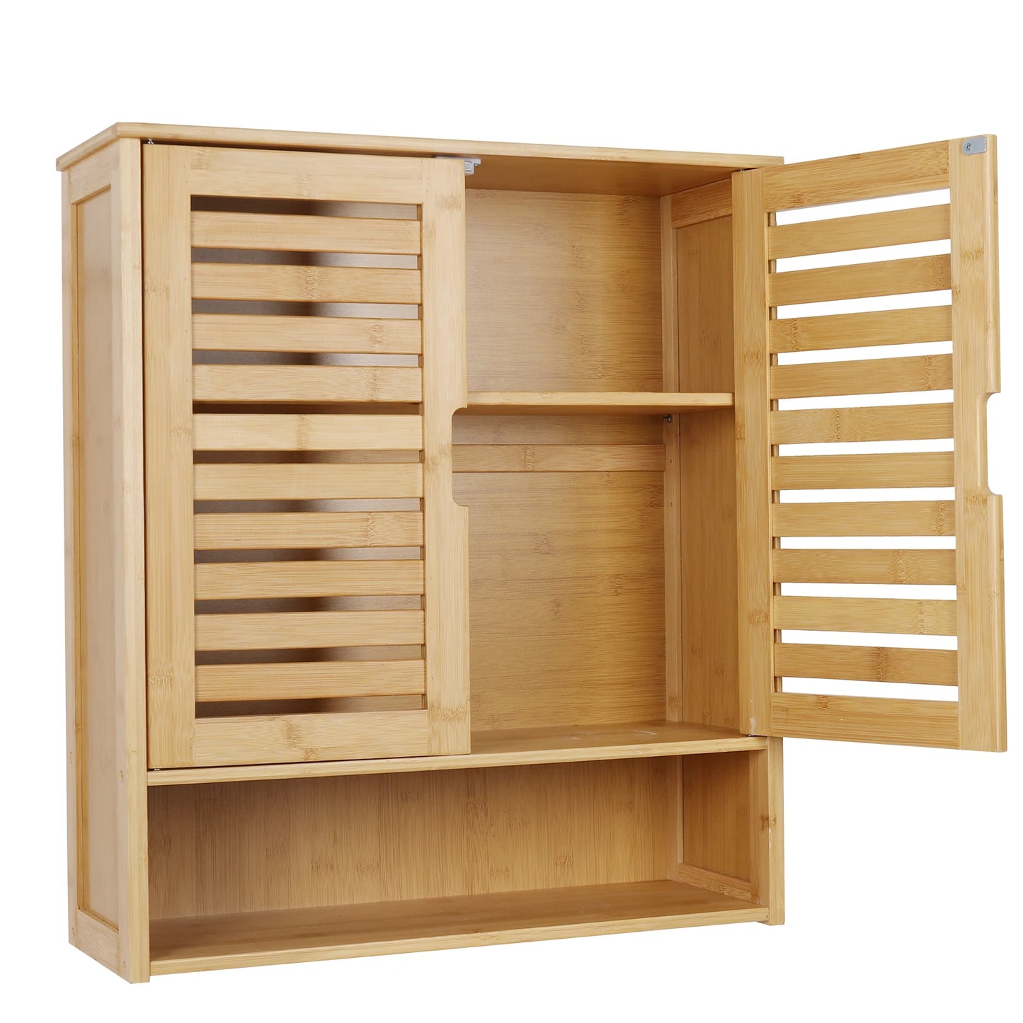 Wall Mounted Bamboo Bathroom Medicine Cabinet With Storage Shelf