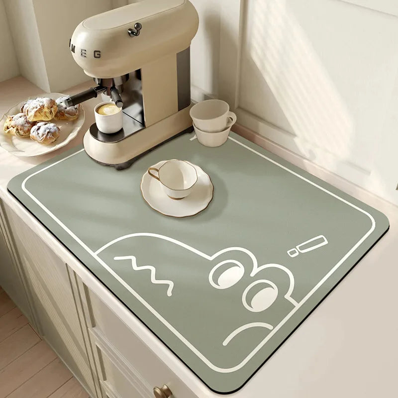 Keep spills in check with a large, ultra-absorbent mat that dries quickly, resists odors, and stays put through busy kitchen routines.