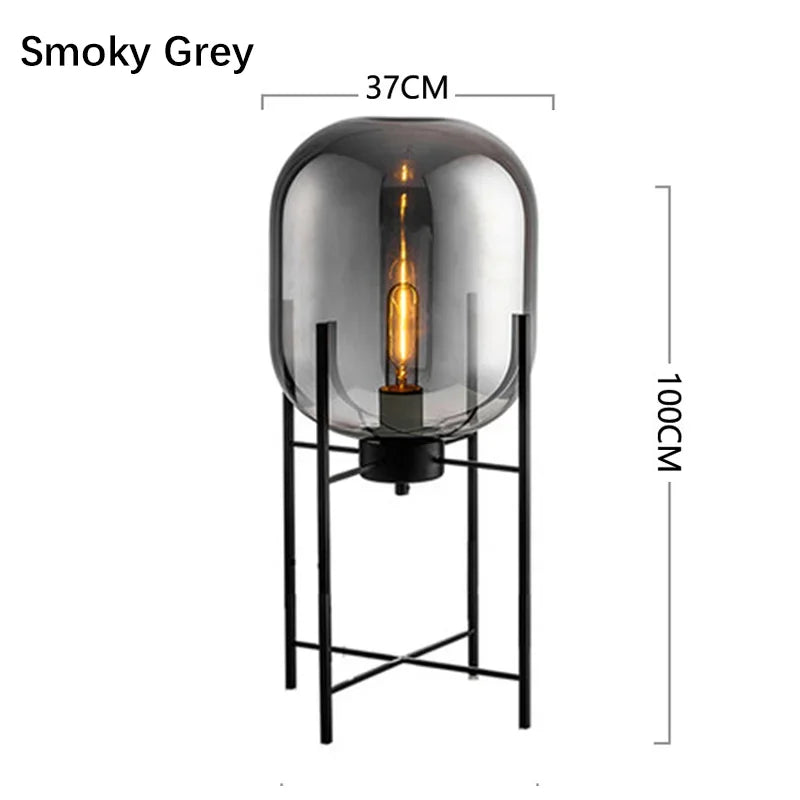 Nordic Glass LED Floor Lamp With Iron Base For Bedroom And Living Room