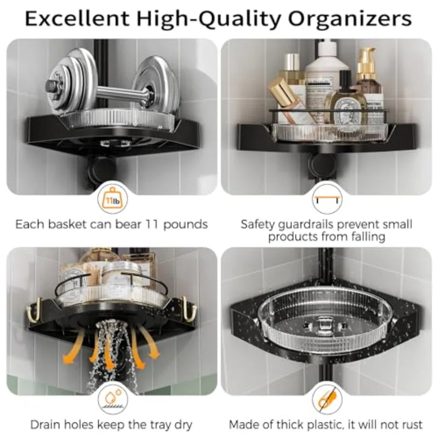 Upgrade your shower storage with a versatile, space-saving caddy that rotates to reach every bottle effortlessly and keeps your grooming essentials neatly organized in a compact corner.