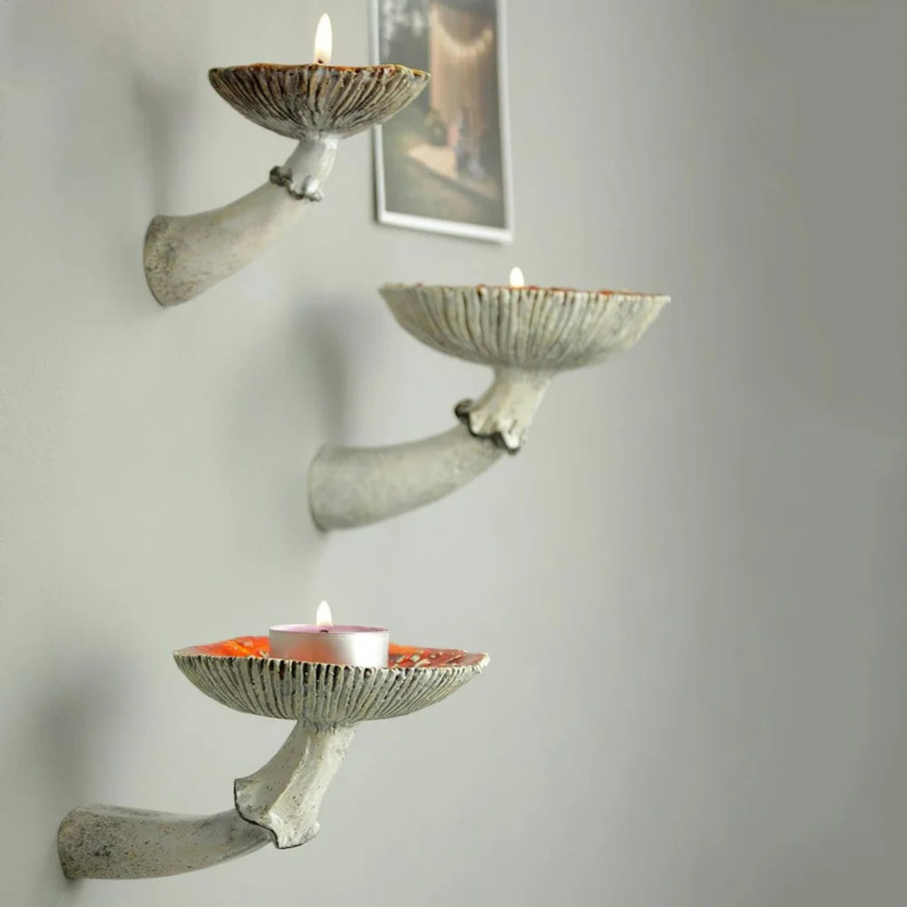Resin Amanita Floating Shelf 7 10 13 Cm Wall Mounted Mushroom Keys Holder