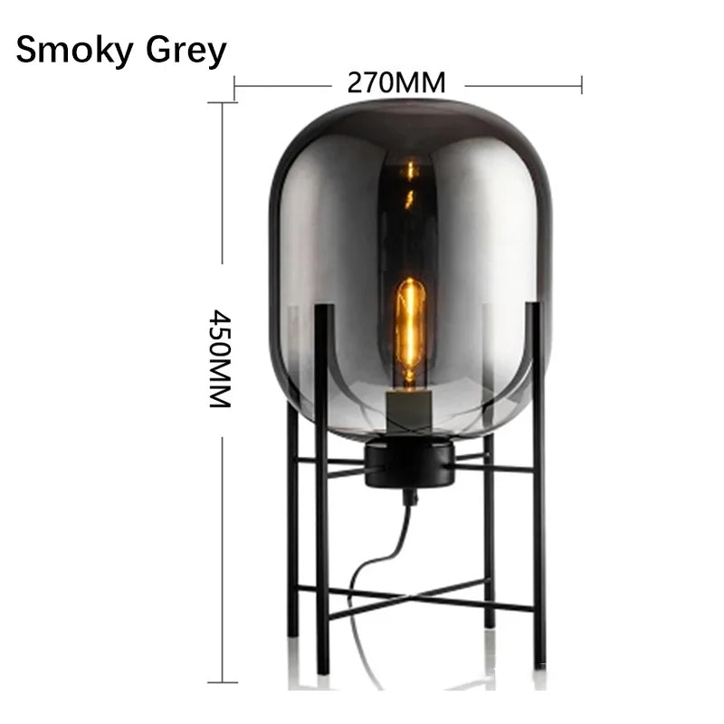Nordic Glass LED Floor Lamp With Iron Base For Bedroom And Living Room