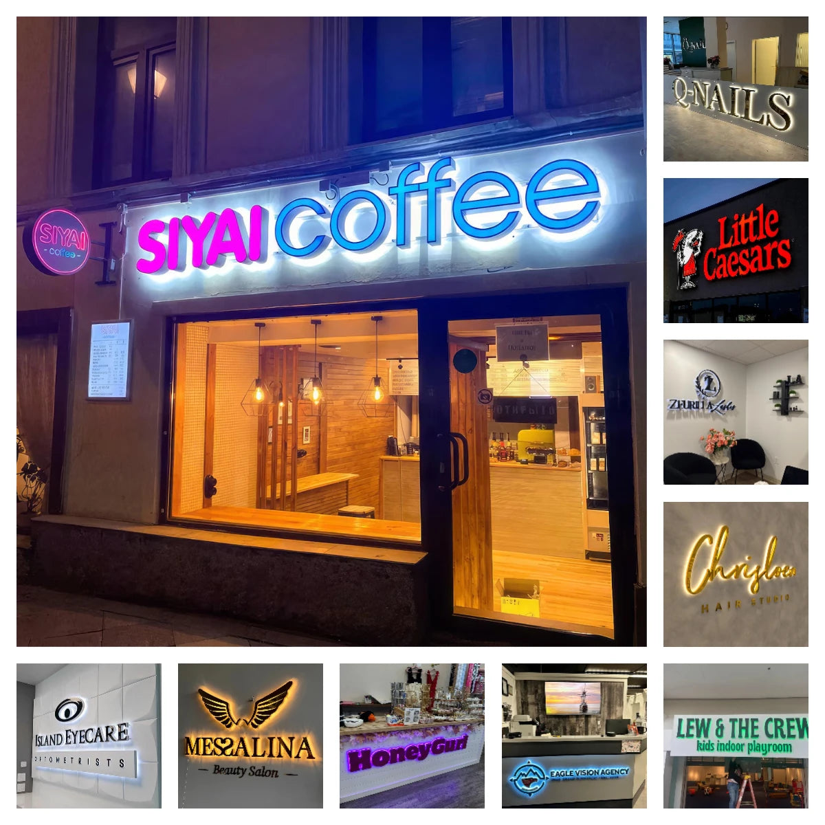 Make your storefront unforgettable with a 3D illuminated backlit sign that elevates your brand day and night.