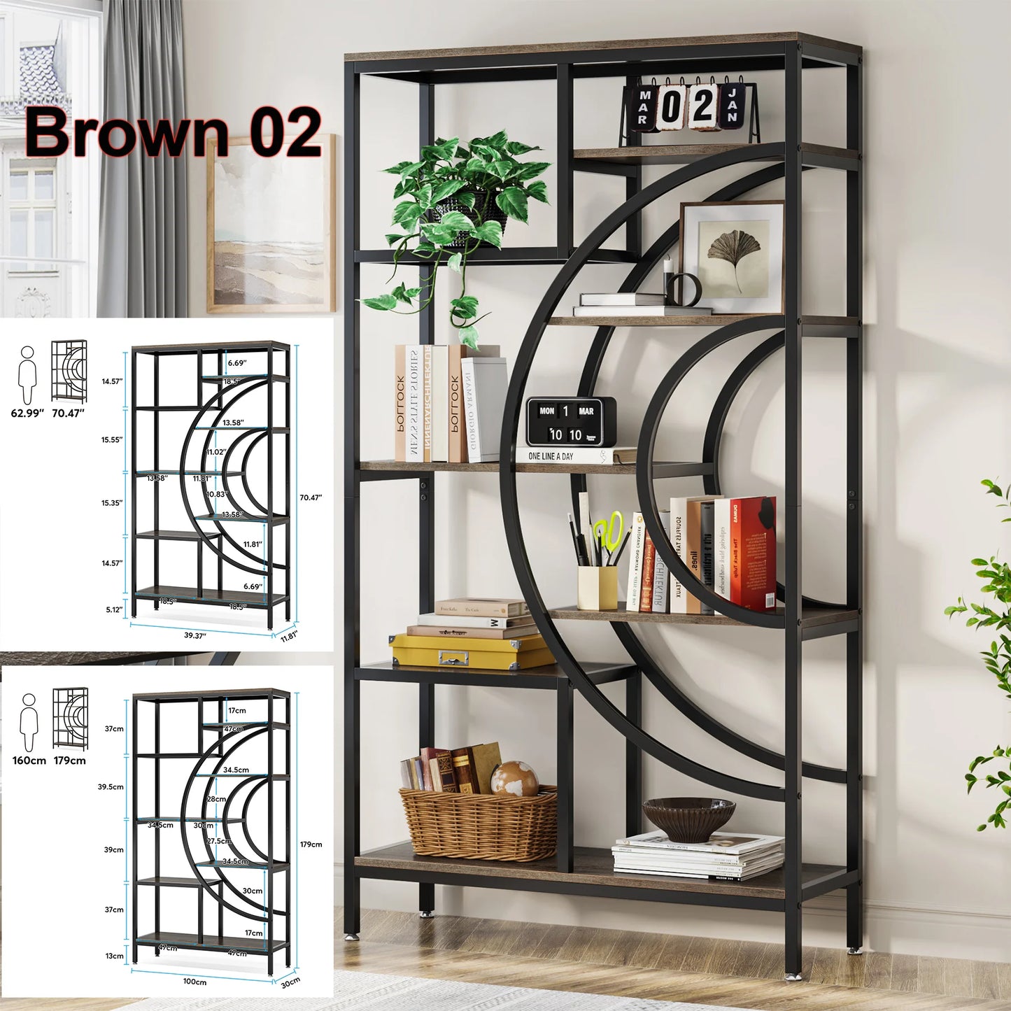 Tribesigns Industrial 5-Tier Etagere Bookcase Freestanding Shelf