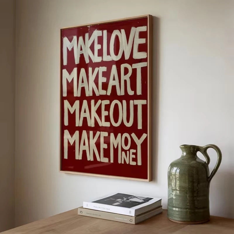 Modern Retro Self Made Love Quotes Wall Art Print Canvas For Living Room