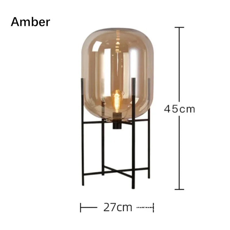 Nordic Glass LED Floor Lamp With Iron Base For Bedroom And Living Room