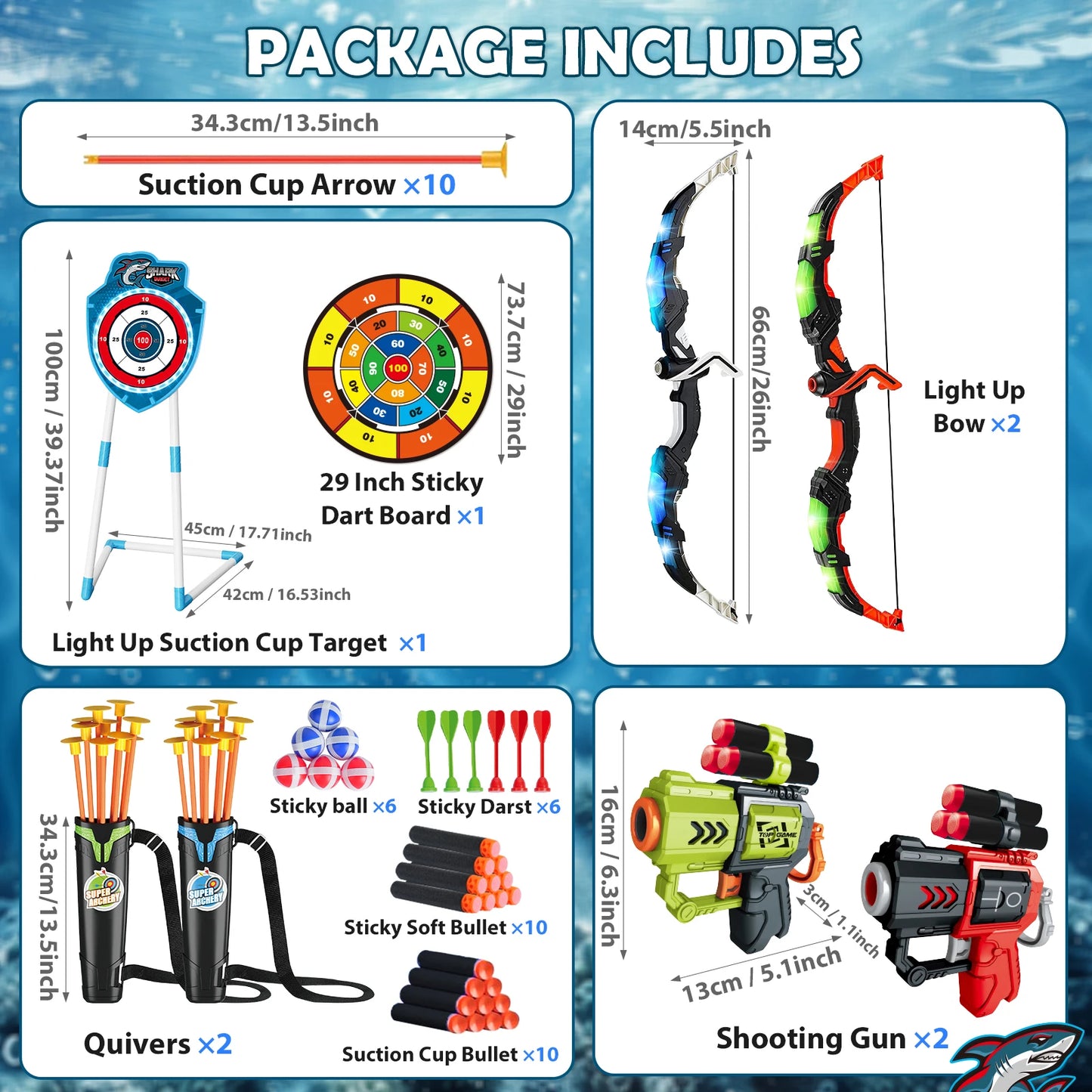 VATOS Night Light Archery Bow And Arrow Toy For Kids Indoor Outdoor Play