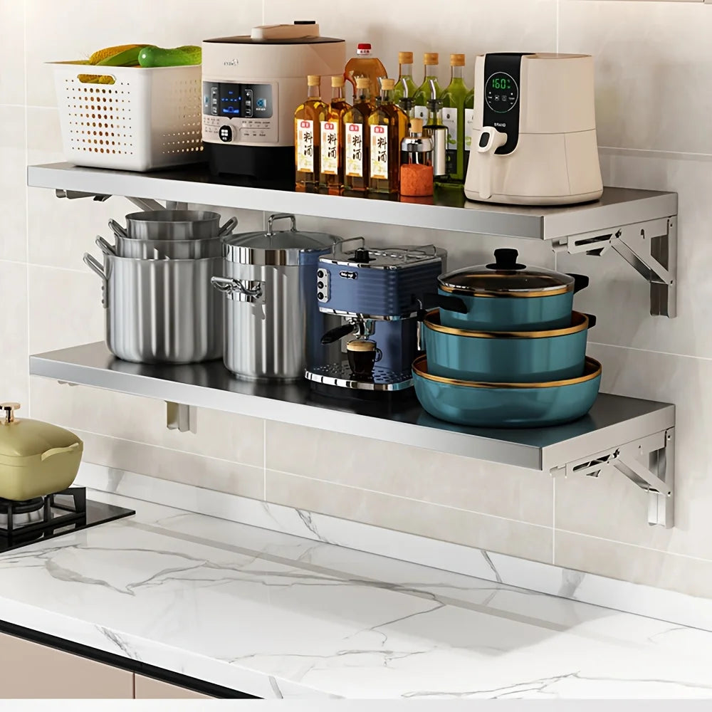 Stainless Steel Wall Mounted Foldable 4 Tier Kitchen Shelf