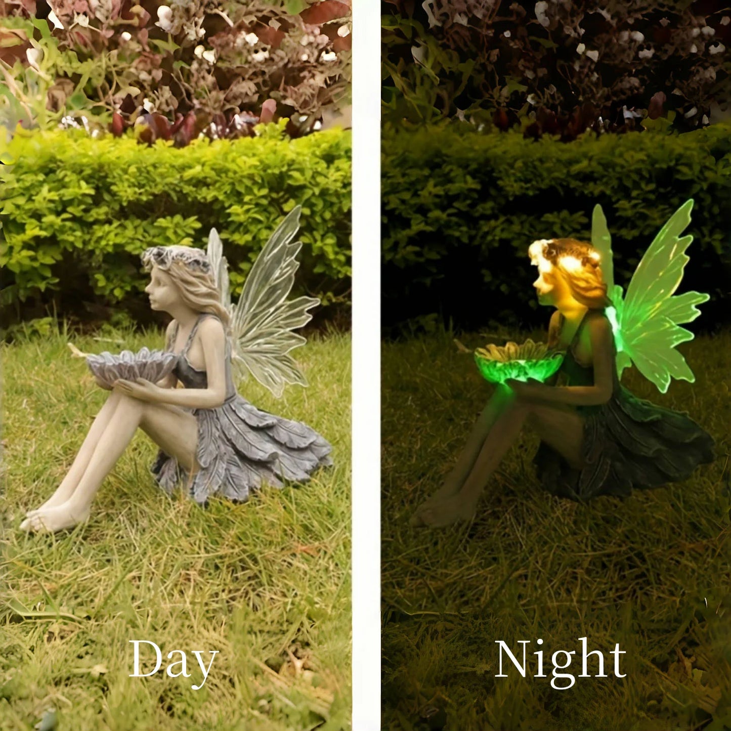 Outdoor Solar Garden Fairy Statue Light Resin Flower Fairy Holding Flower