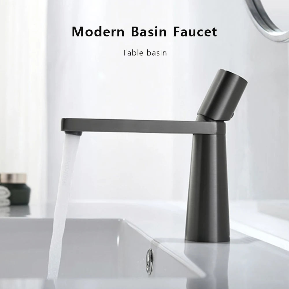 Brushed Gold Basin Faucet Brass Bathroom Sink Mixer Single Hole Deck Mounted