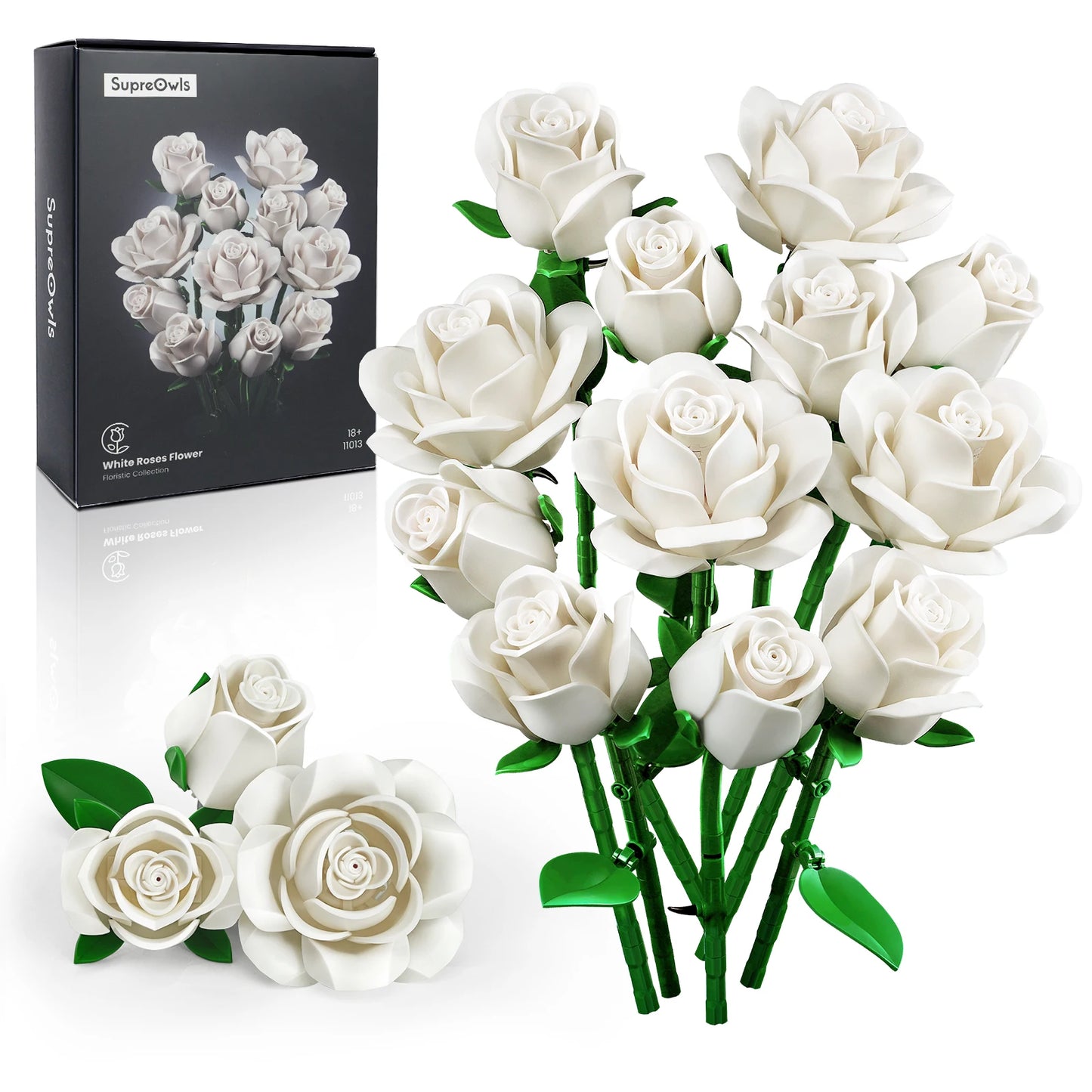 Roses Bouquet Building Blocks Set Lego Compatible Artificial Flowers Home Decor