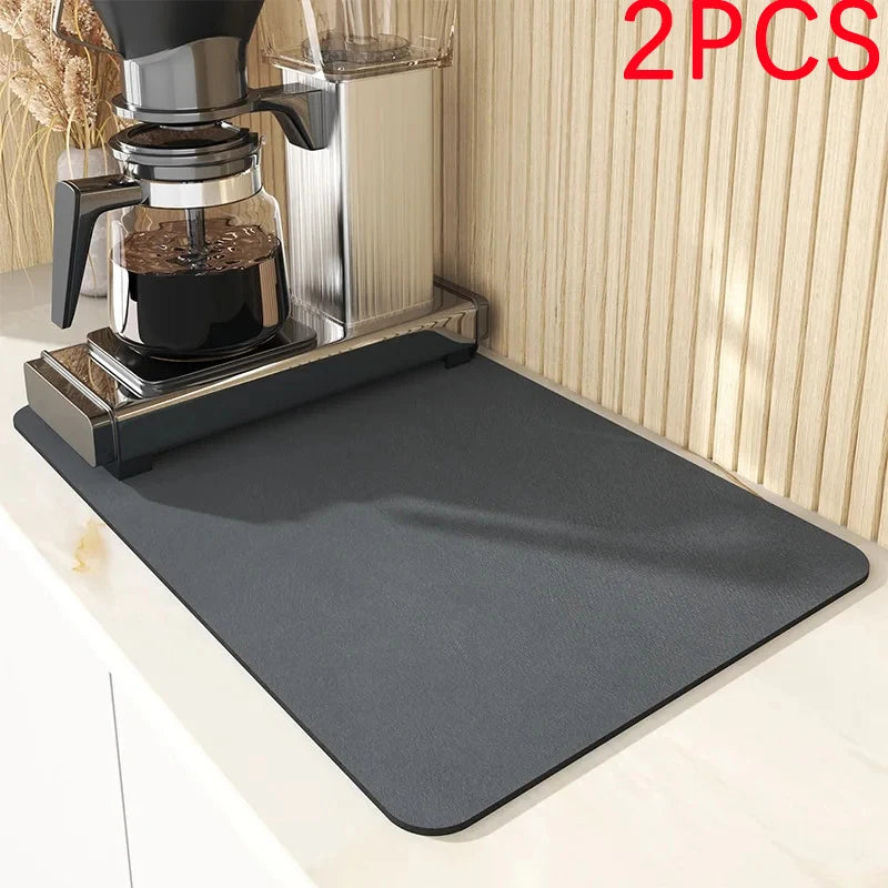 Keep spills in check with a large, ultra-absorbent mat that dries quickly, resists odors, and stays put through busy kitchen routines.