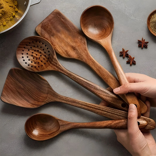 Elevate your kitchen routine with a 5-piece wooden utensil kit that blends natural charm with practical everyday performance.