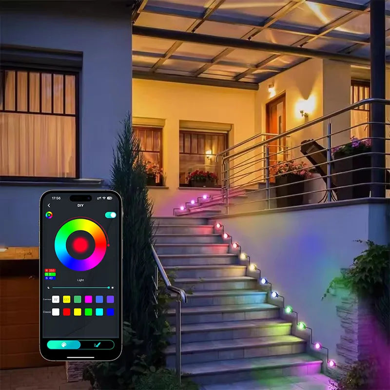 Turn your outdoor spaces into a vibrant, weatherproof canvas with effortless smart RGB lighting.