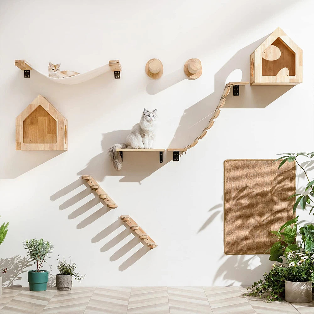 Elevate your cat’s playtime with a wall mounted climbing shelf that blends exercise, curiosity, and stylish design.