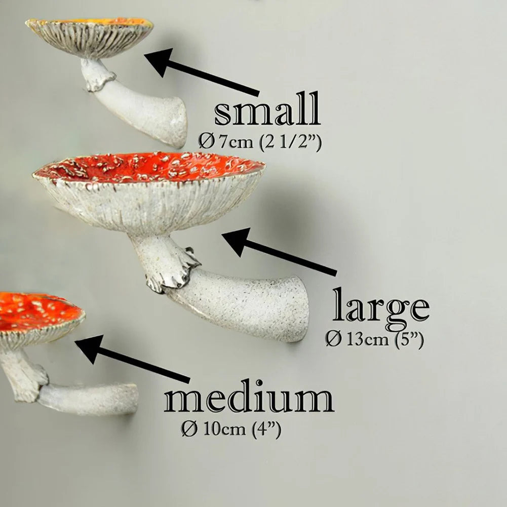 Resin Amanita Floating Shelf 7 10 13 Cm Wall Mounted Mushroom Keys Holder
