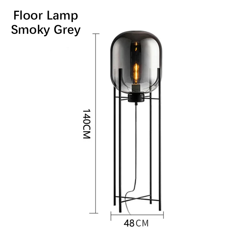 Nordic Glass LED Floor Lamp With Iron Base For Bedroom And Living Room