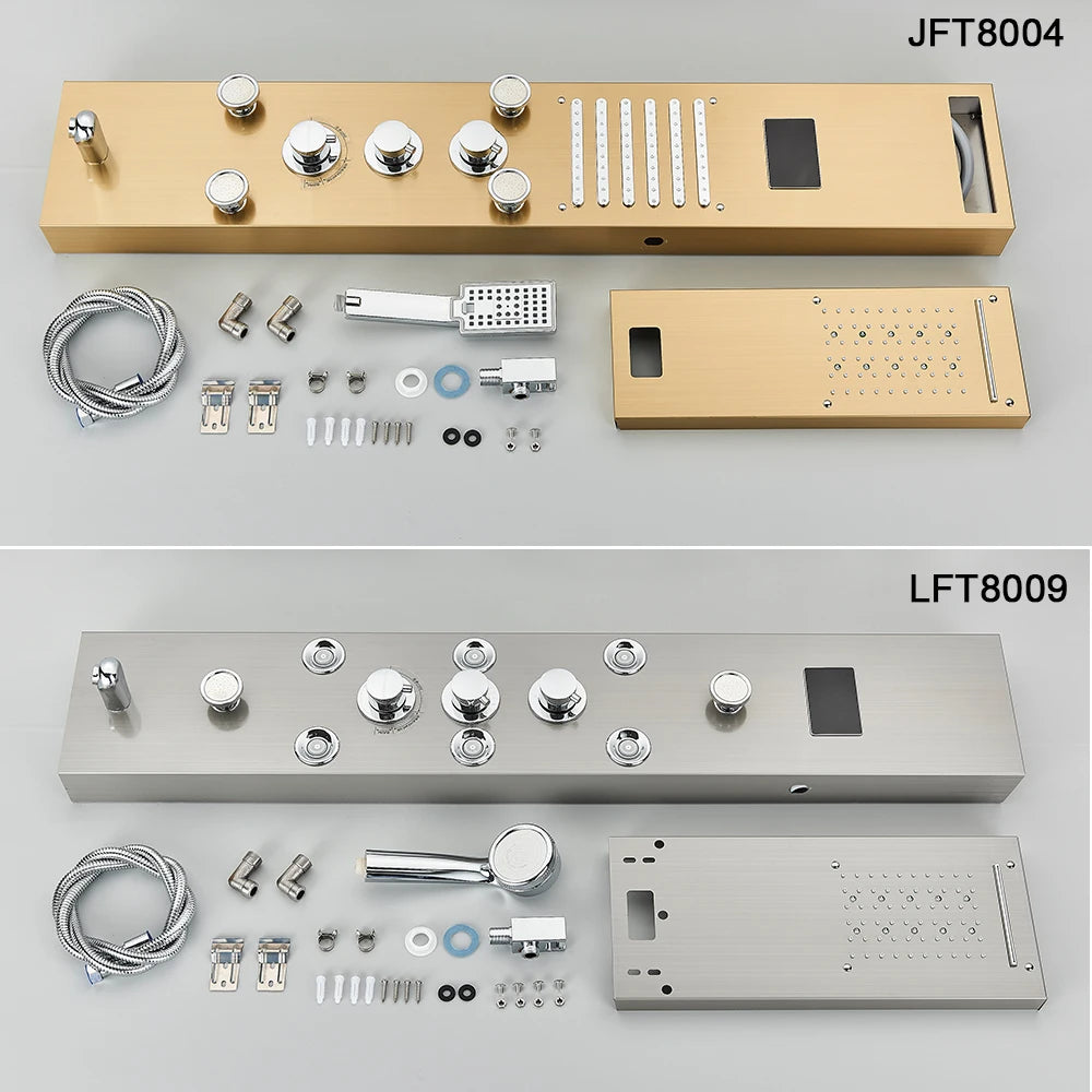 New Luxury Black Brushed Shower Panel With LED Temperature Display