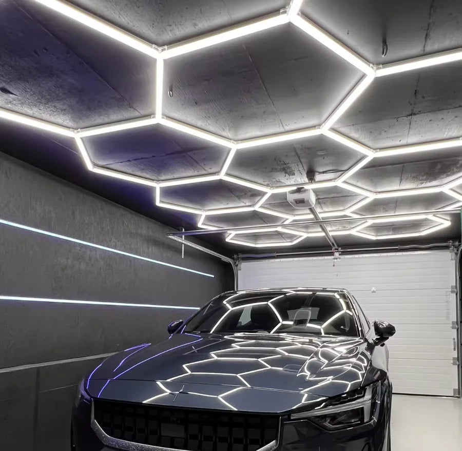 Hexagon LED Garage Light 6500K Honeycomb Ceiling Tube Lighting For Home Workshop