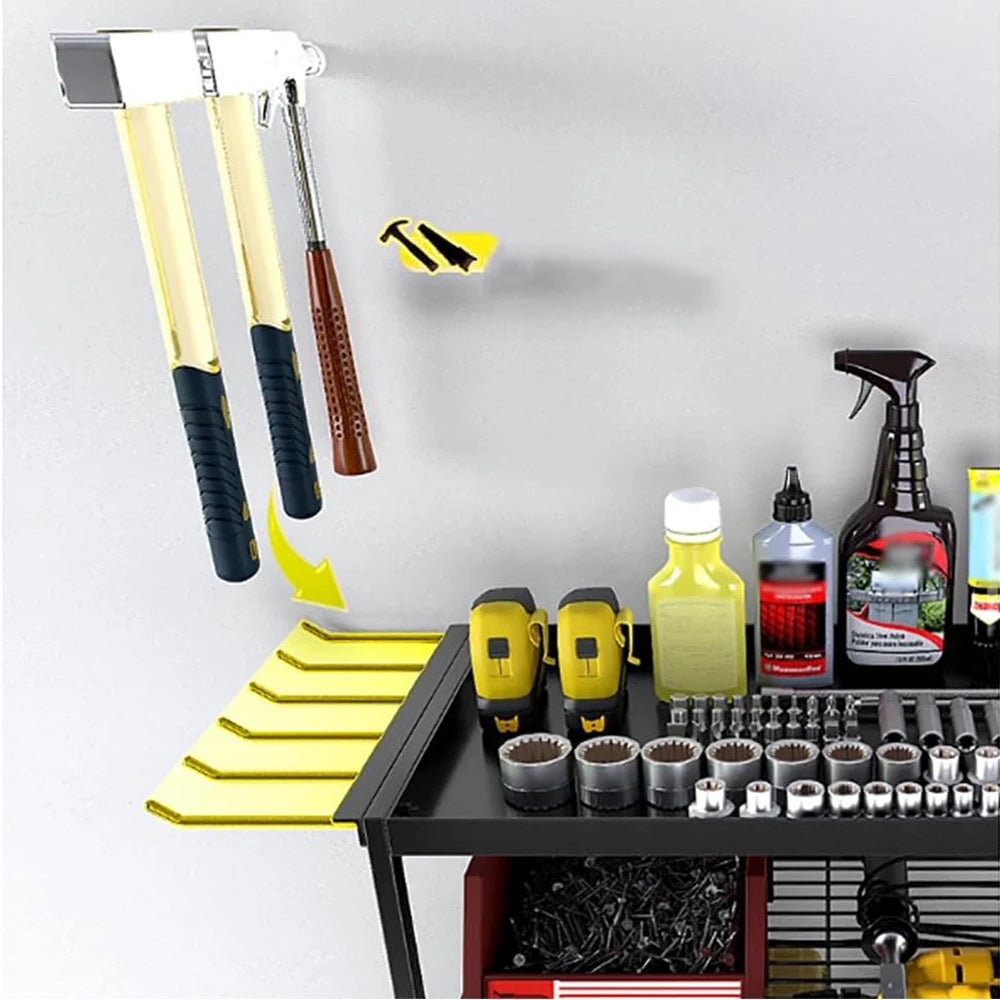 Transform your cluttered garage into a streamlined, efficient workshop with this versatile wall mounted tool rack that keeps every essential tool within reach.