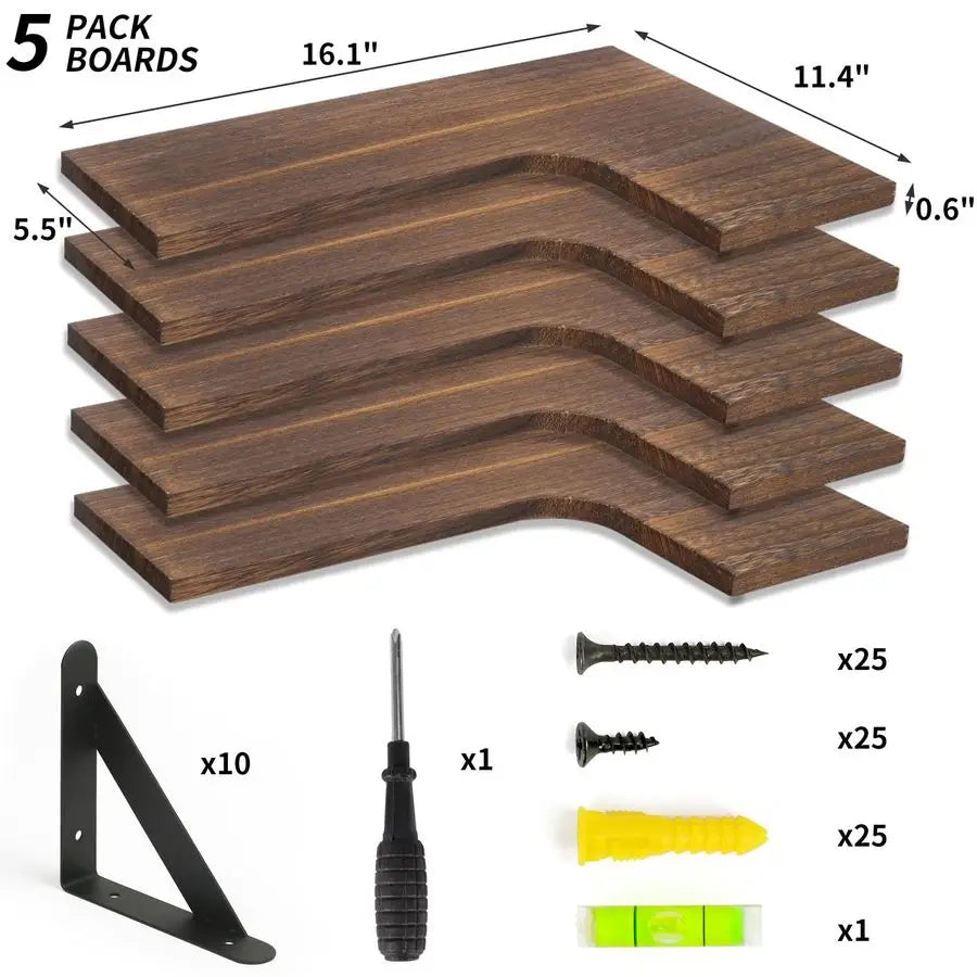 Floating Wall Shelves Rustic Wood Corner Shelf for Bathroom Kitchen Living Room